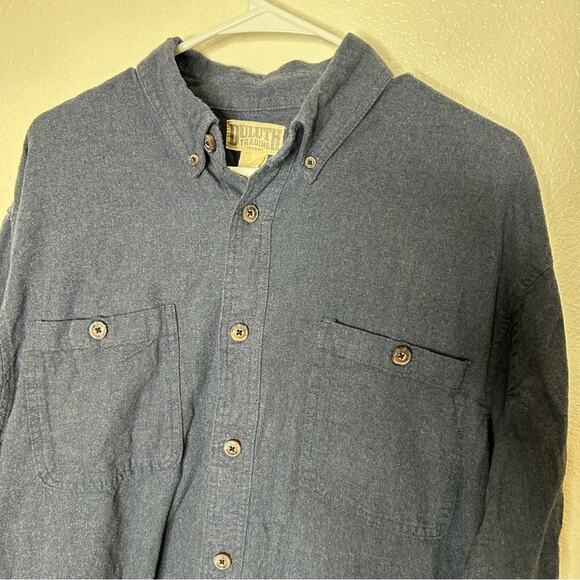 Duluth Trading Co Long Sleeve Blue Button Down Shirt Large - Picture 6 of 7
